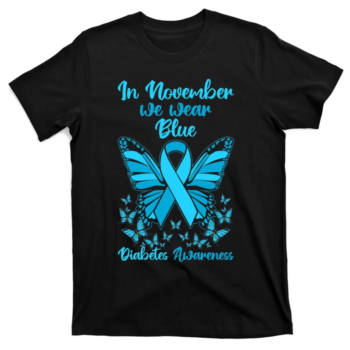 Butterflies Diabetes Type 1 Awareness Family Support T-Shirt