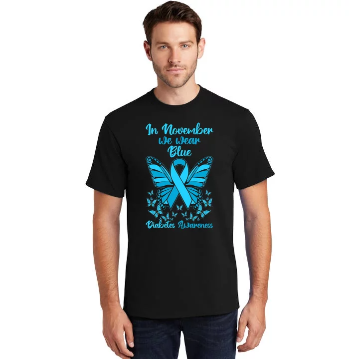 Butterflies Diabetes Type 1 Awareness Family Support Tall T-Shirt