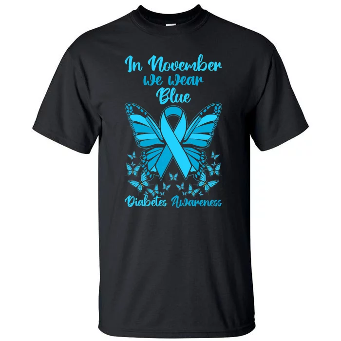 Butterflies Diabetes Type 1 Awareness Family Support Tall T-Shirt