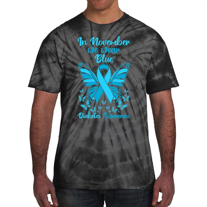 Butterflies Diabetes Type 1 Awareness Family Support Tie-Dye T-Shirt