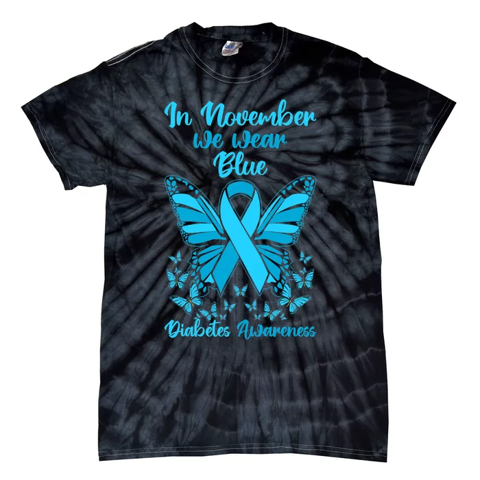 Butterflies Diabetes Type 1 Awareness Family Support Tie-Dye T-Shirt