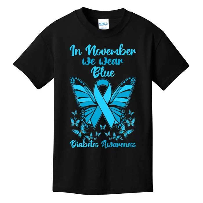 Butterflies Diabetes Type 1 Awareness Family Support Kids T-Shirt