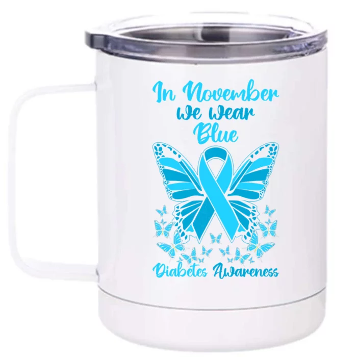 Butterflies Diabetes Type 1 Awareness Family Support Front & Back 12oz Stainless Steel Tumbler Cup