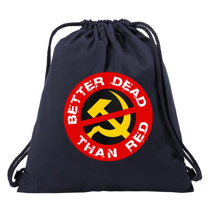 Better Dead Than Red Drawstring Bag