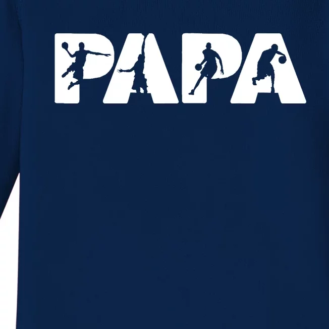 Basketball Dad T, Funny Papa Basketball Father Baby Long Sleeve Bodysuit