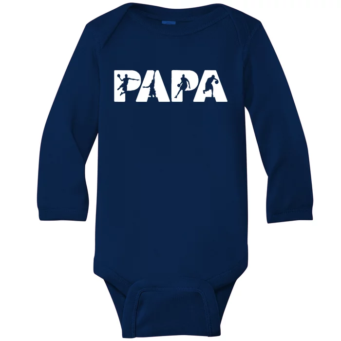 Basketball Dad T, Funny Papa Basketball Father Baby Long Sleeve Bodysuit