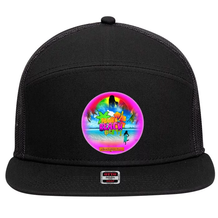 Beachiekon Designs Teaseteetops Peachies Beachies Party 7 Panel Mesh Trucker Snapback Hat