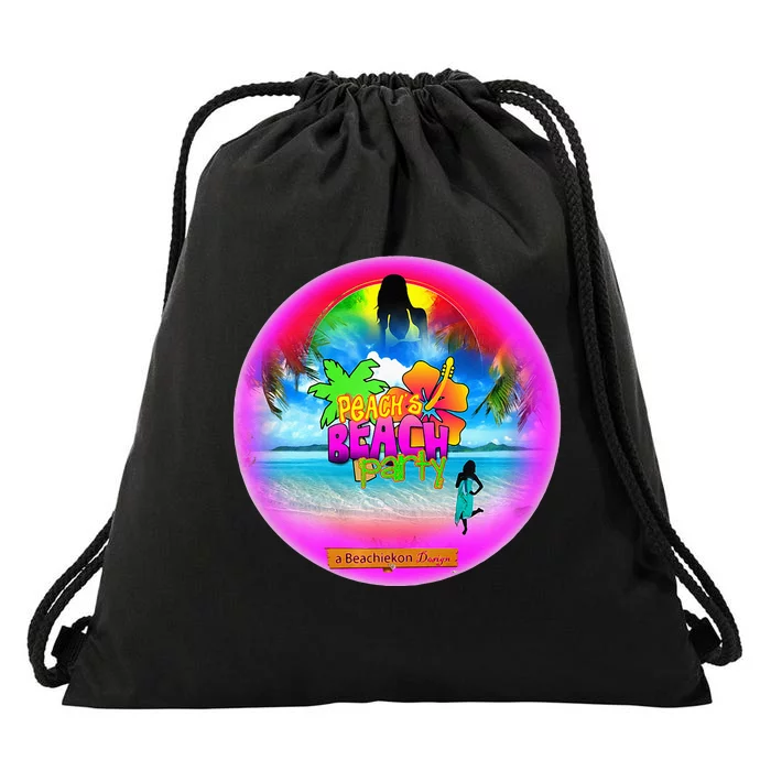 Beachiekon Designs Teaseteetops Peachies Beachies Party Drawstring Bag