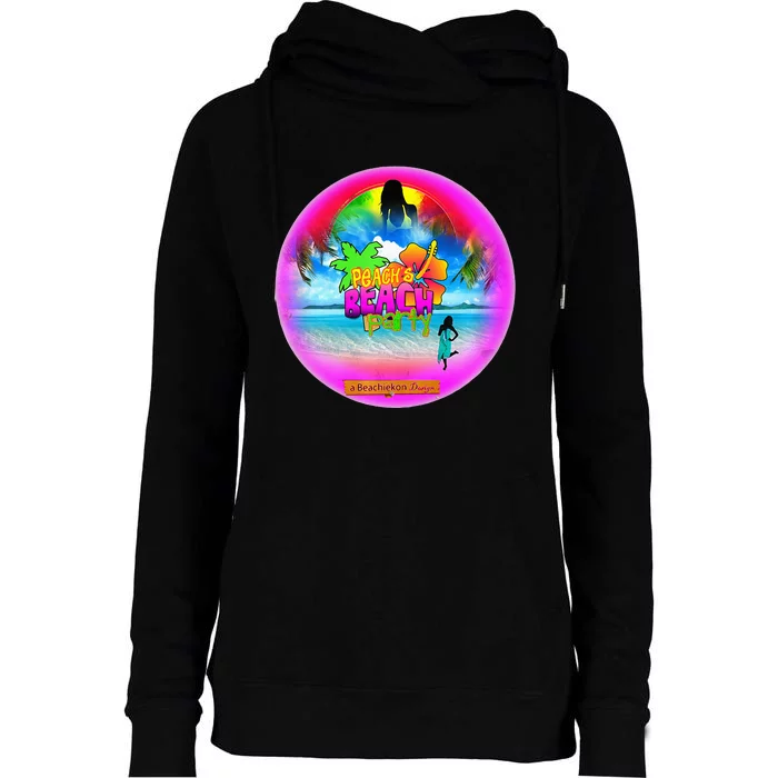 Beachiekon Designs Teaseteetops Peachies Beachies Party Womens Funnel Neck Pullover Hood