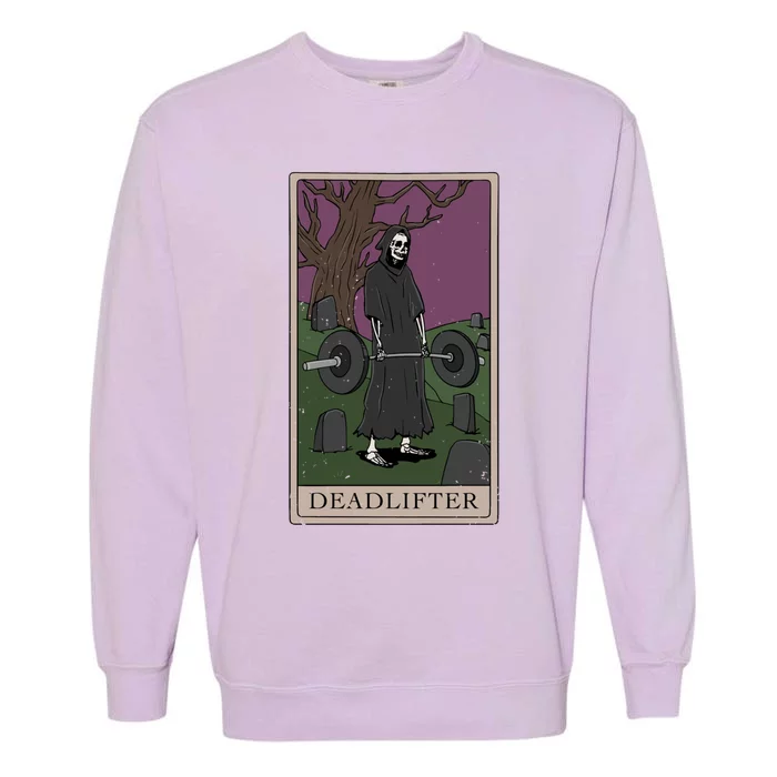 Bodybuilding Deadlifter Tarot Card Strength Training Gift Garment-Dyed Sweatshirt