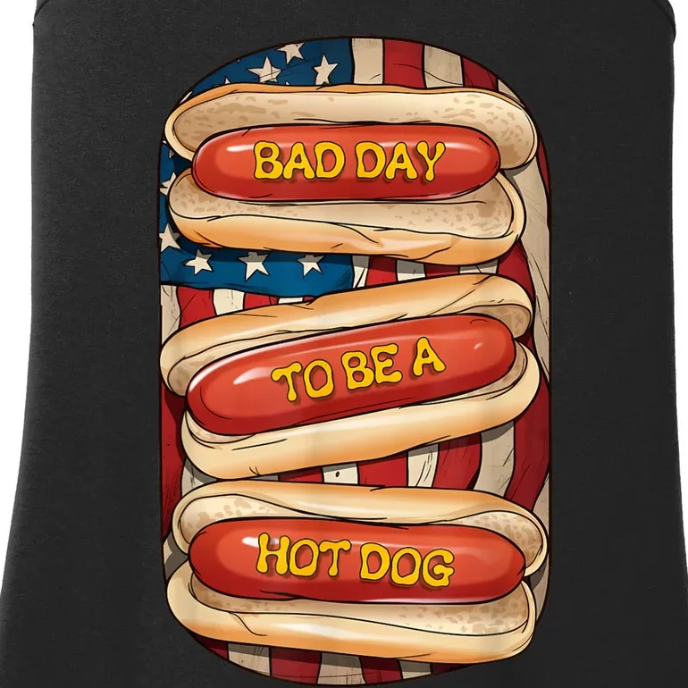 Bad Day To Be A Hot Dog July 4th Patriotic Summer Bbq Funny Ladies Essential Tank