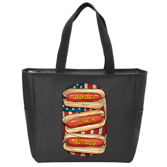 Bad Day To Be A Hot Dog July 4th Patriotic Summer Bbq Funny Zip Tote Bag