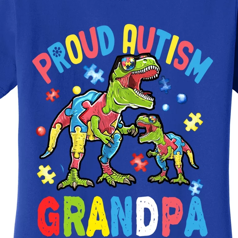 Big Dinosaur Tcute Giftrex And Autism Proud Autism Grandpa Cute Gift Women's T-Shirt