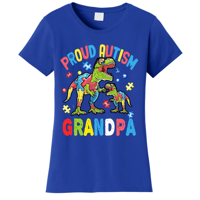 Big Dinosaur Tcute Giftrex And Autism Proud Autism Grandpa Cute Gift Women's T-Shirt