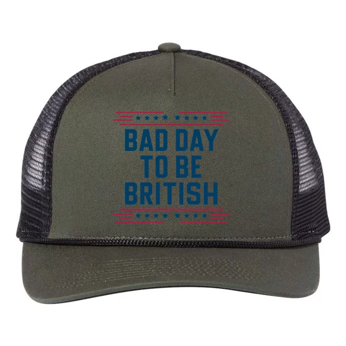 Bad Day To Be British Funny 4th Of July Humor Quote Retro Rope Trucker Hat Cap