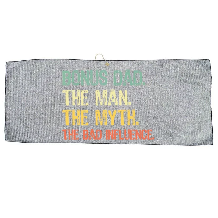 Bonus Dad The Man Myth Bad Influence Funny StepDad Stepdad Large Microfiber Waffle Golf Towel