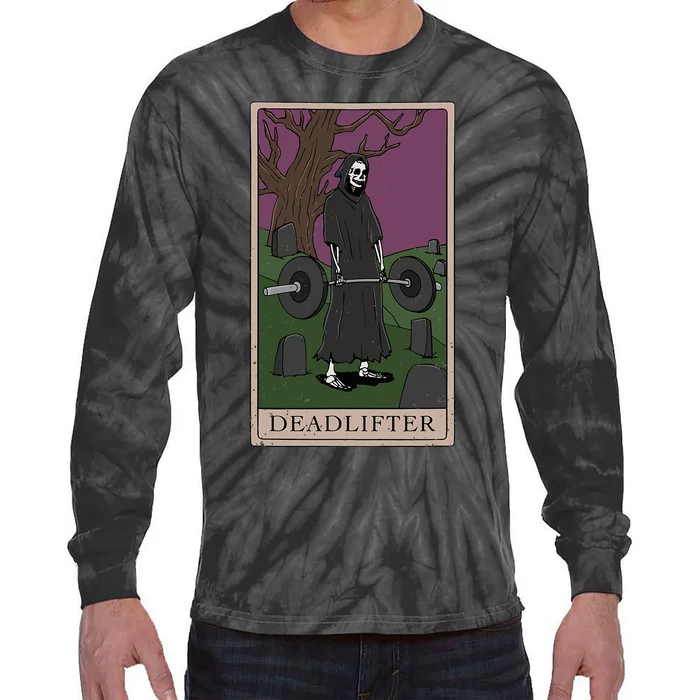 Bodybuilding Deadlifter Tarot Card Strength Training Tie-Dye Long Sleeve Shirt