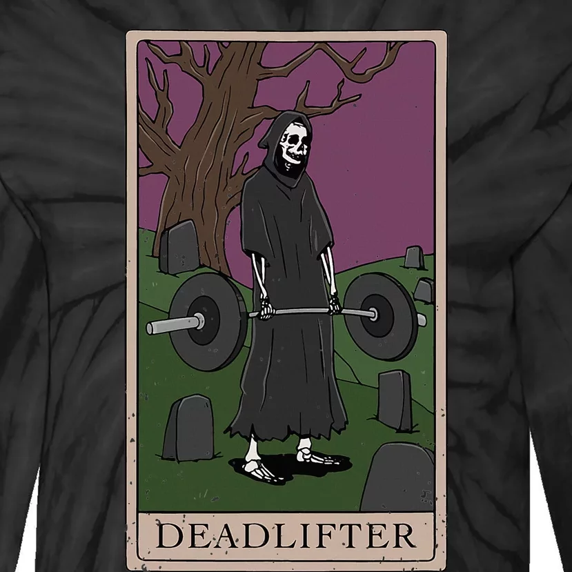 Bodybuilding Deadlifter Tarot Card Strength Training Tie-Dye Long Sleeve Shirt