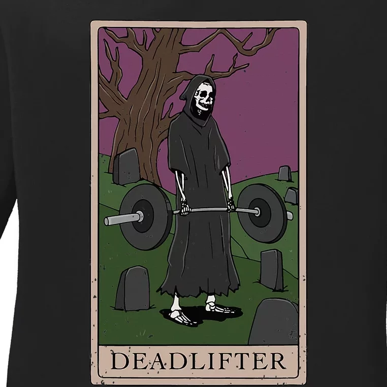 Bodybuilding Deadlifter Tarot Card Strength Training Ladies Long Sleeve Shirt