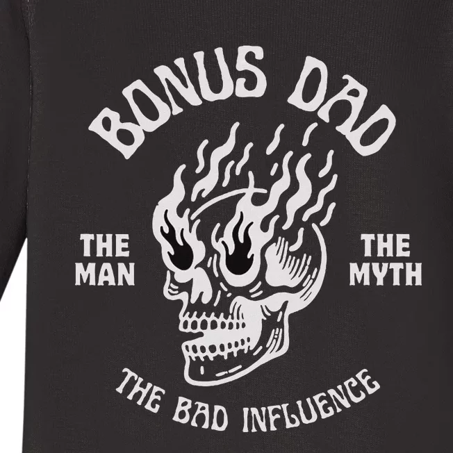 Bonus Dad The Man Myth Bad Influence Funny Fathers Stepdad Baby Long Sleeve Bodysuit