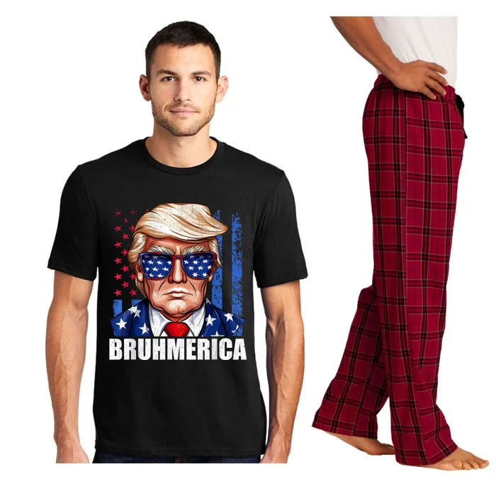 Bruhmerica Donald Trump Usa American Flag Funny Distressed Pajama Set