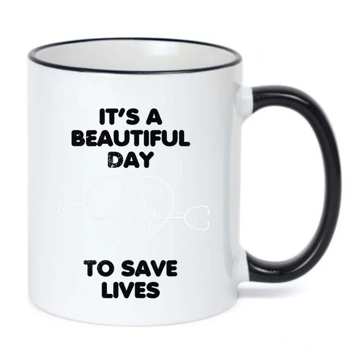 Beautiful Day To Save Lives Nurses Scrub Top Black Color Changing Mug