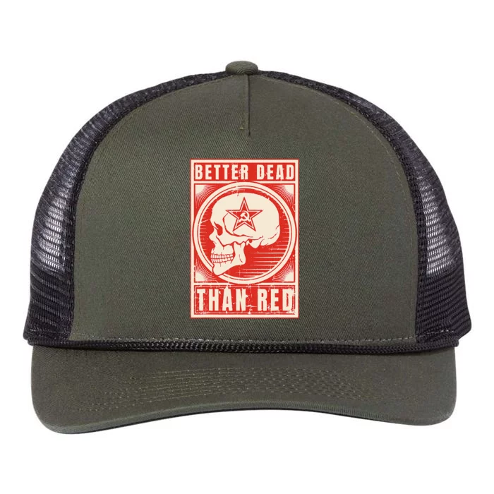 Better Dead Than Red Anti Communism Design Retro Rope Trucker Hat Cap