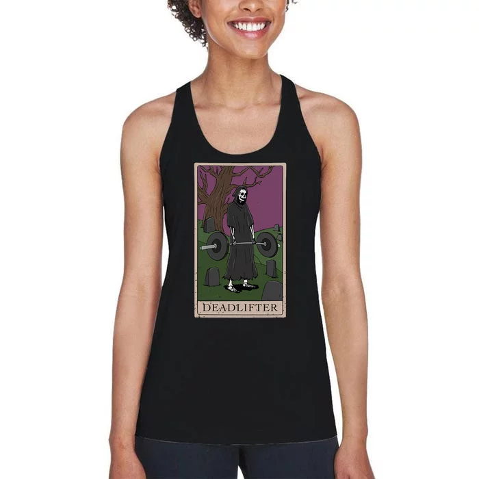 Bodybuilding Deadlifter Tarot Card Strength Training Women's Racerback Tank