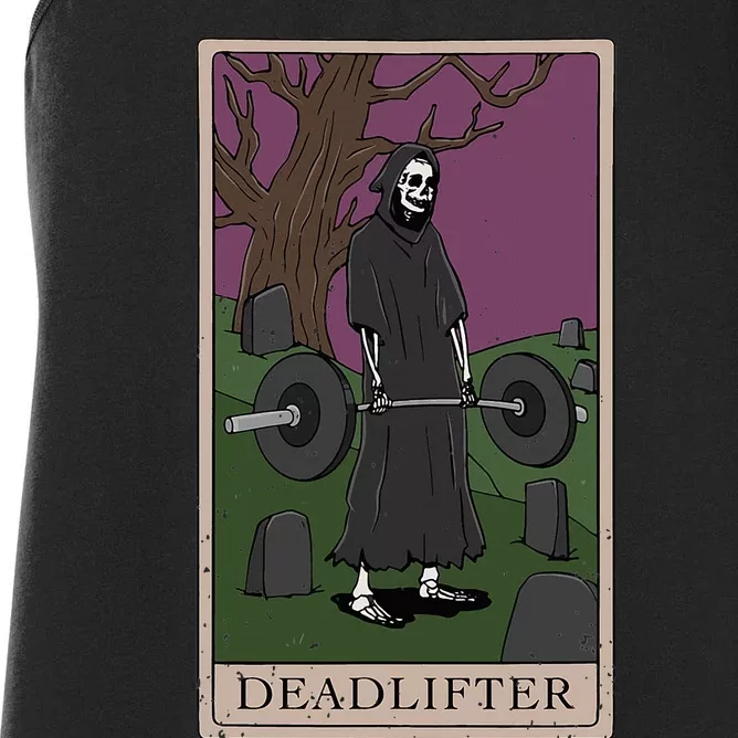 Bodybuilding Deadlifter Tarot Card Strength Training Women's Racerback Tank