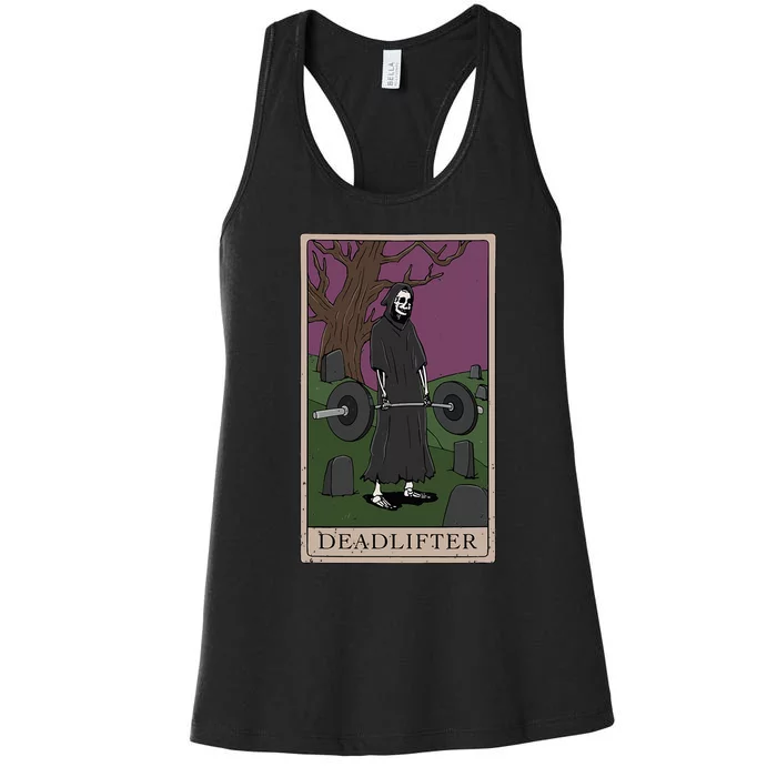 Bodybuilding Deadlifter Tarot Card Strength Training Women's Racerback Tank