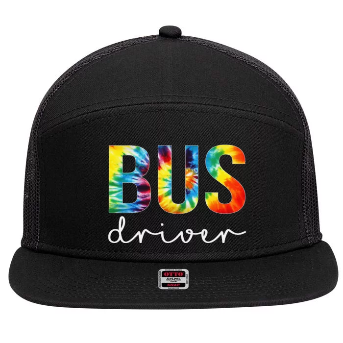 Bus Driver Tie Dye Appreciation Day Hello Back To School 7 Panel Mesh Trucker Snapback Hat