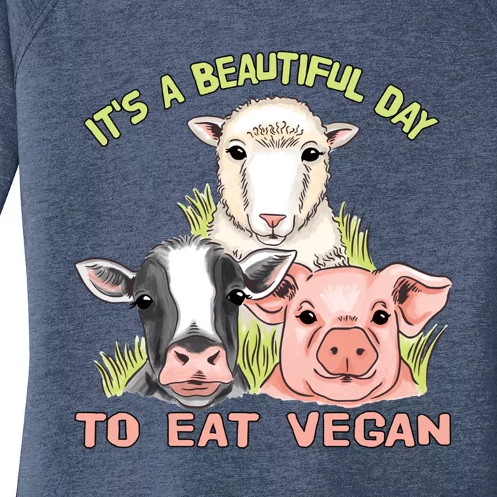 Beautiful Day To Eat Vegan Great Gift World Vegan Day Gift Women's Perfect Tri Tunic Long Sleeve Shirt