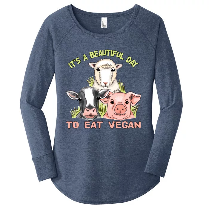 Beautiful Day To Eat Vegan Great Gift World Vegan Day Gift Women's Perfect Tri Tunic Long Sleeve Shirt