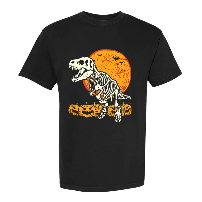 Bone Dinosaur T Rex Skeleton Pumpkin Halloween Garment-Dyed Heavyweight T-Shirt