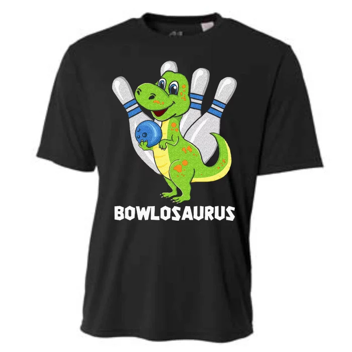 Bowling Dinosaur T Rex Bowlosaurus Player Party Cooling Performance Crew T-Shirt