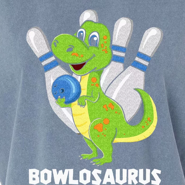 Bowling Dinosaur T Rex Bowlosaurus Player Party Garment-Dyed Women's Muscle Tee