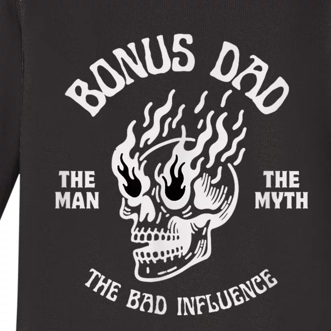 Bonus Dad The Man Myth Bad Influence Funny Fathers Stepdad Baby Long Sleeve Bodysuit