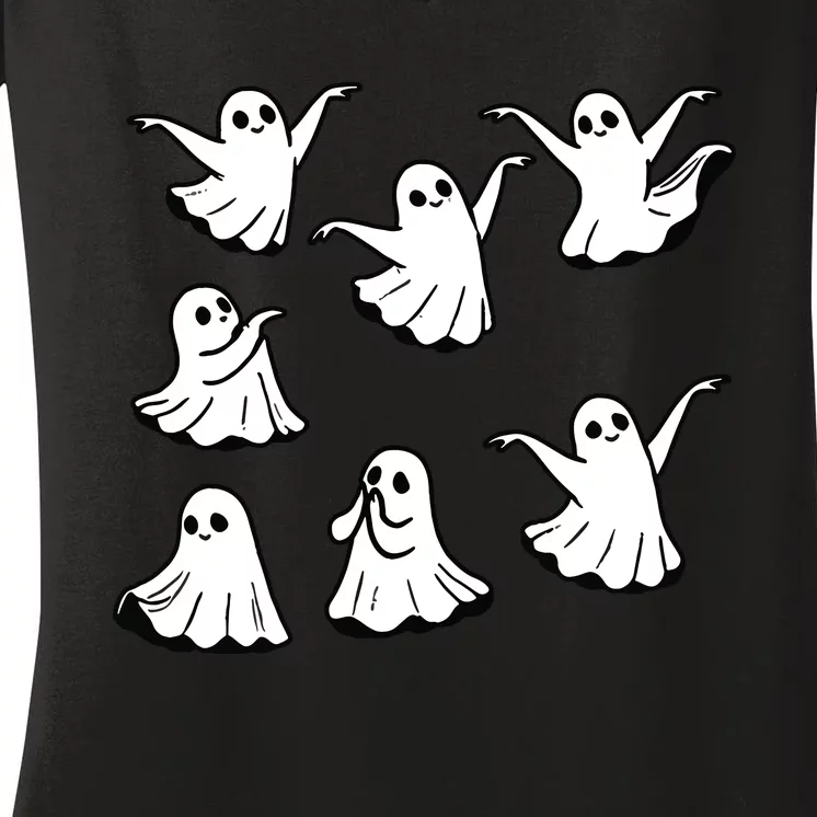 Ballet Dance Teacher Coquette Ghost Halloween Floral Women's V-Neck T-Shirt