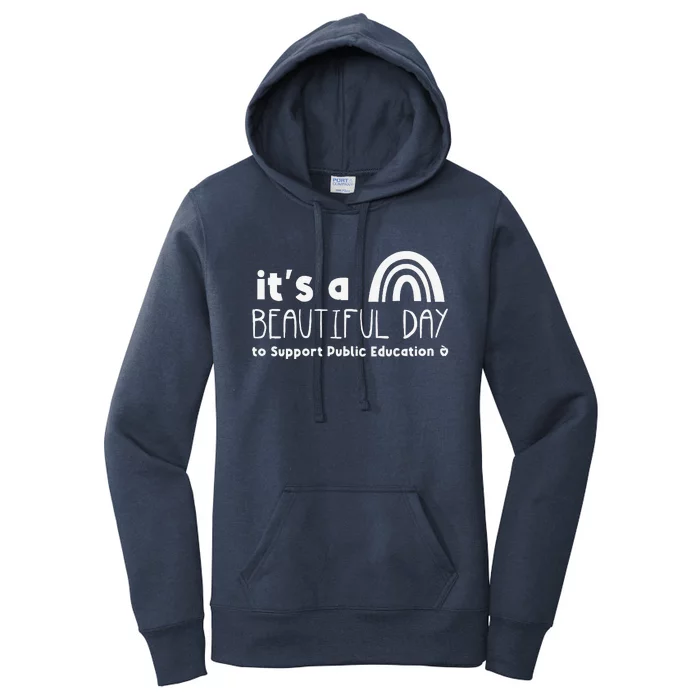 Beautiful Day To Support Public Education Teacher Red For Ed Women's Pullover Hoodie