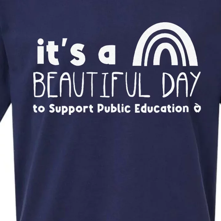 Beautiful Day To Support Public Education Teacher Red For Ed Sueded Cloud Jersey T-Shirt