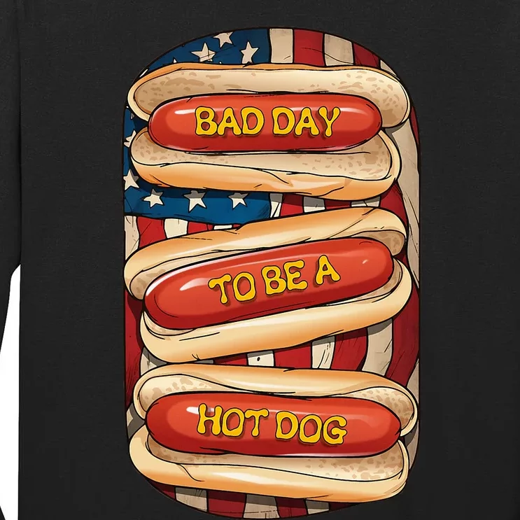 Bad Day To Be A Hot Dog July 4th Patriotic Summer Bbq Tall Long Sleeve T-Shirt