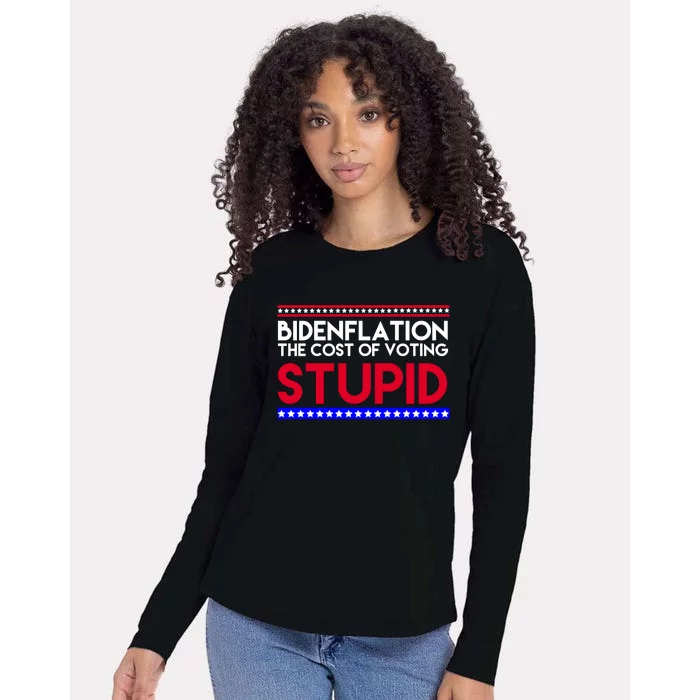 Bidenflation Definition The Cost Of Voting Stupid Anti Biden Womens Cotton Relaxed Long Sleeve T-Shirt