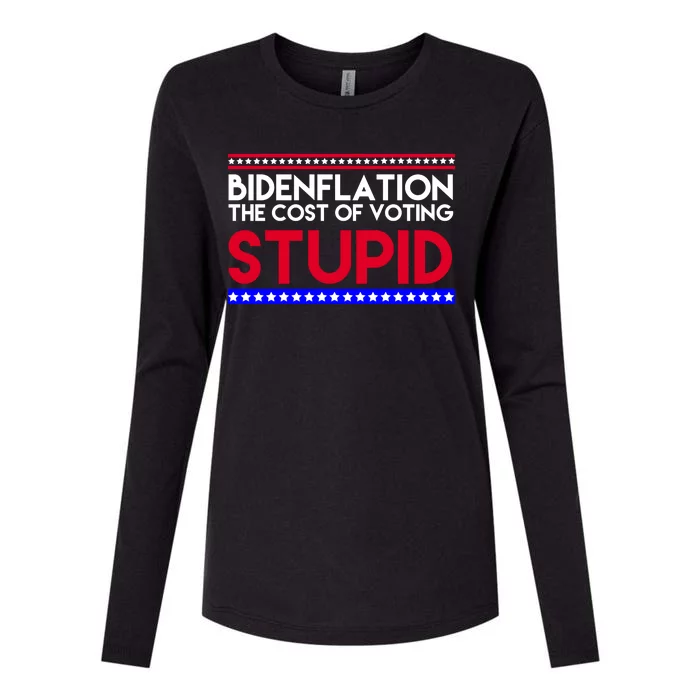 Bidenflation Definition The Cost Of Voting Stupid Anti Biden Womens Cotton Relaxed Long Sleeve T-Shirt