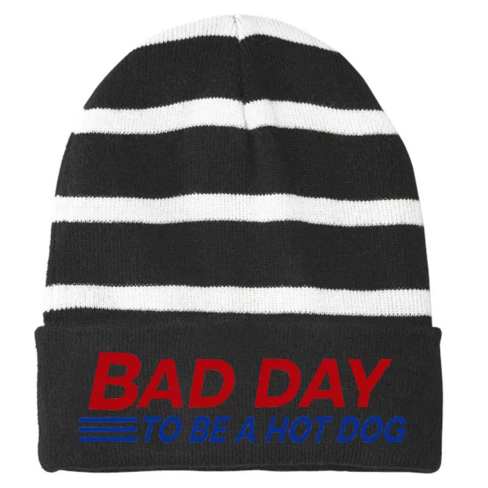 Bad Day To Be A Hot Dog Striped Beanie with Solid Band