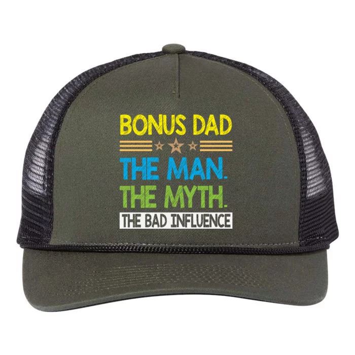 Bonus Dad The Man The Myth The Bad Influence. Fathers Day Gift Retro Rope Trucker Hat Cap