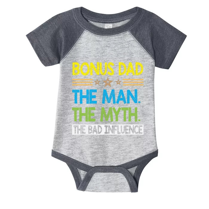 Bonus Dad The Man The Myth The Bad Influence. Fathers Day Gift Infant Baby Jersey Bodysuit