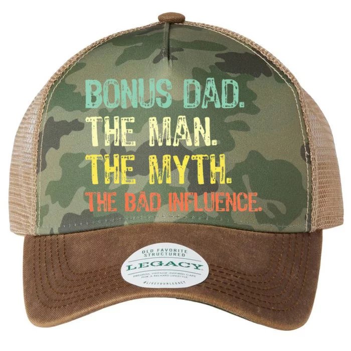 Bonus Dad The Man Myth Bad Influence Legacy Tie Dye Trucker Hat