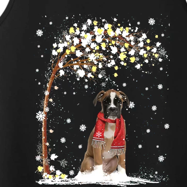 Boxer Dog Tree Christmas Snow Pajama Xmas Dog Lover Gift Performance Tank