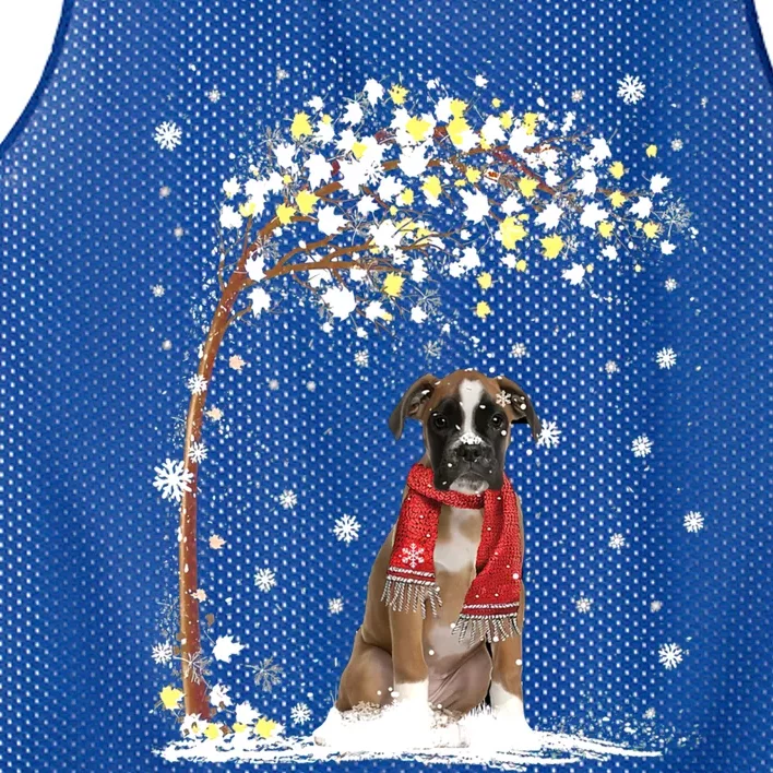 Boxer Dog Tree Christmas Snow Pajama Xmas Dog Lover Gift Mesh Reversible Basketball Jersey Tank