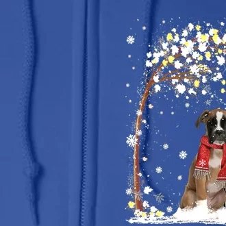 Boxer Dog Tree Christmas Snow Pajama Xmas Dog Lover Gift Full Zip Hoodie